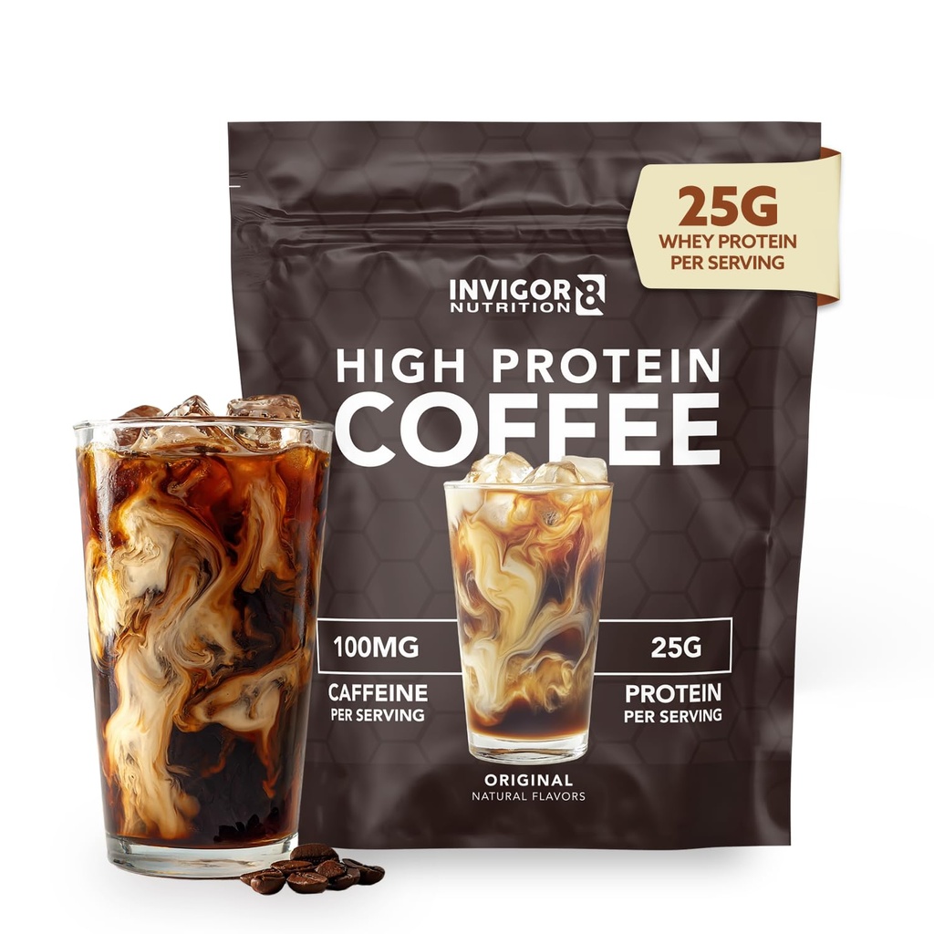 INVIGOR8 High Protein Coffee Powder 25 Gramm Whey Isolate100mg Natural Green Tea Caffeine | 0 Added Sugar Keto Gluten Free 99,9% Lactose Free | Heiß oder Iced15 Portionen 15 Portionen (17 OZ, Original)