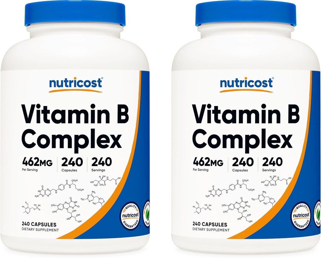 Nutricost High Potency Vitamine B Complex 462mg, 240 Capsules (2 bouteilles) - avec la vitamine C
