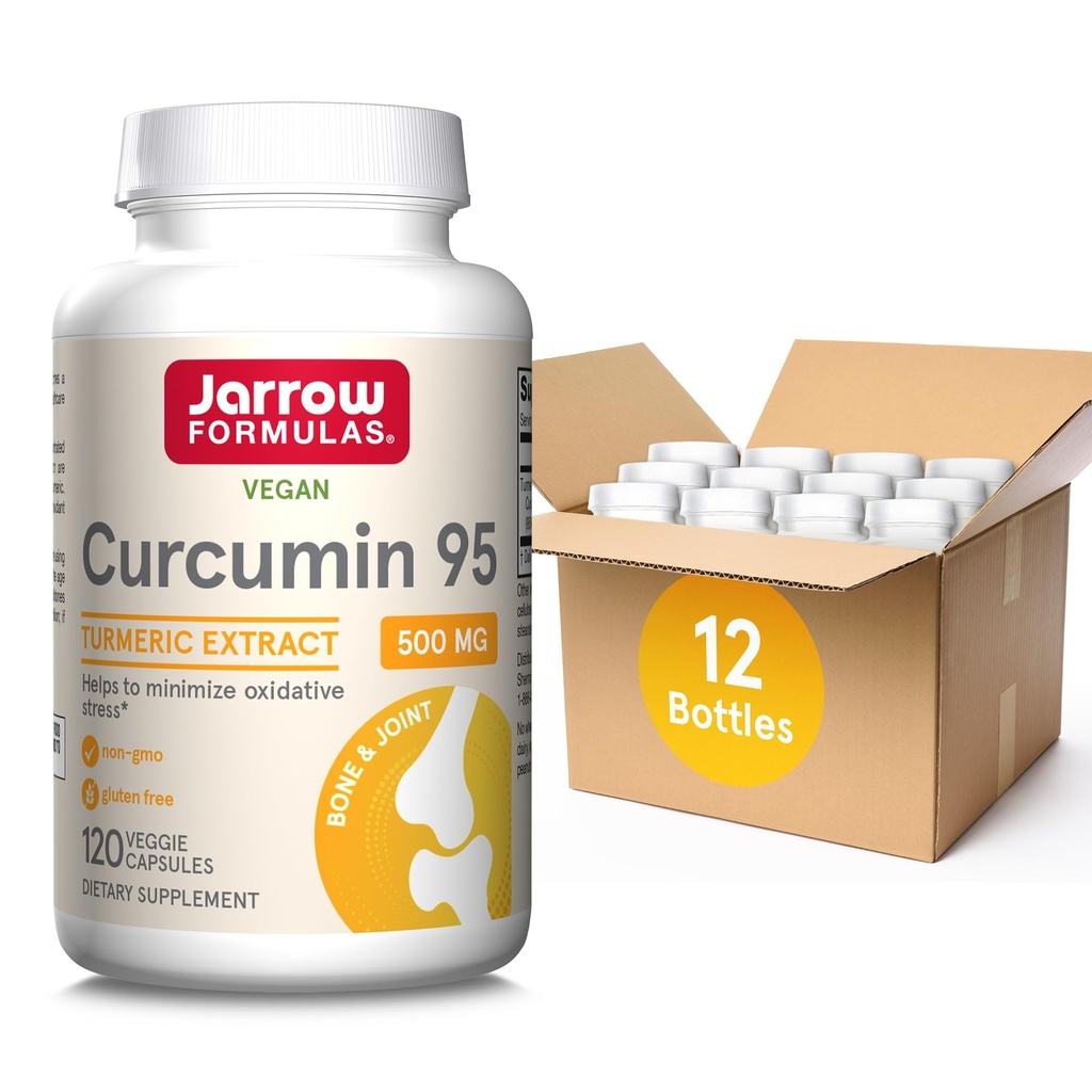 Jarrow Formeln Curcumin 95 500 mg,Turmeric Curcumin Extract for Antioxidant Support, Knochen und Gelenk Support Diät-Ergänzung,120 Veggie Kapseln,bis zu 120 Servierungen, Packung von 12