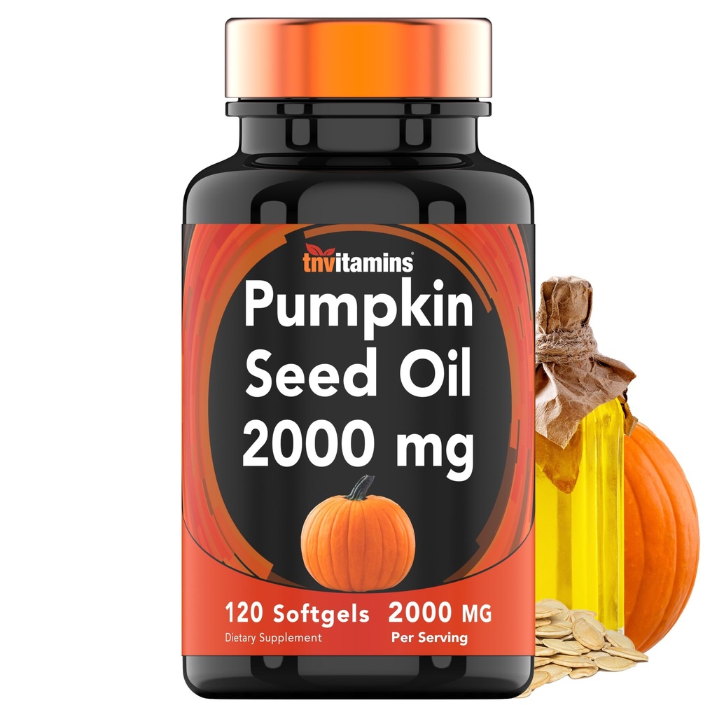 tnvitamines Kürbis Seed Oil - 2000 mg pro Servierung x 120 Softgels | Kürbis Samen Öl Extrakt Ergänzung für Haarwachstum und Blasenkontrolle* | Non-GMO