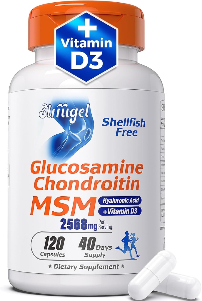 Glucosamin Chondroitin MSM + Vitamin D3 | Shellfish-Free Joint Support Supplement für Mobilität, Flexibilität und Knochengesundheit | Non-GMO, Gluten-Free, Soy-Free – 7-in-1 Formel für Männer und Frauen