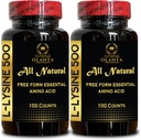 L-LYSINE Amino Acid Supplements - L lysine Supplement Promotes Energy, Boosts Immunity, Collagen Support, Amino Acids, Non-GMO, Gluten Free - 2 Bottles 200 Counts