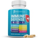Support immunitaire 8 capsules en 1 - supplément de zinc, vitamine D3, vitamine C et sureau - supplément de booster immunitaire avec Echinacea, racine de gingembre et curcuma
