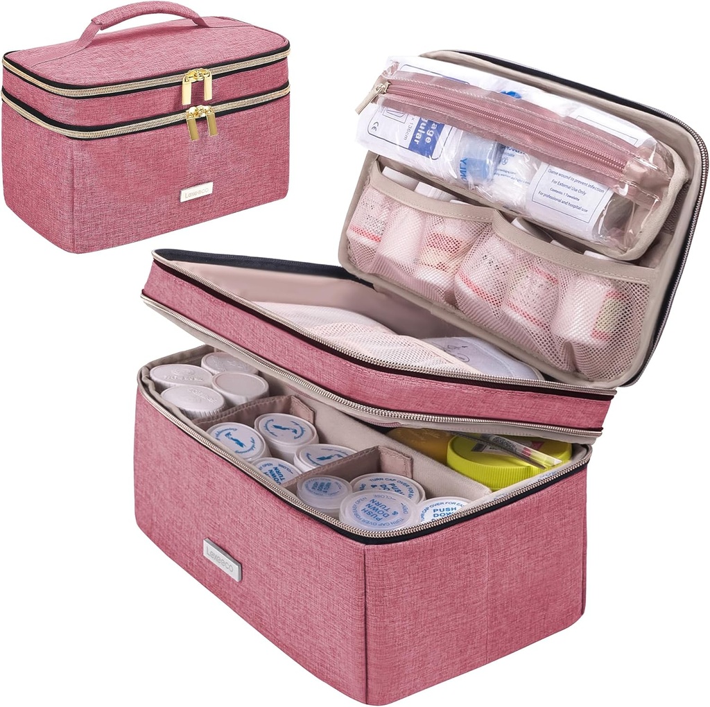 Medizinische Aufbewahrungstasche Pill Bottle Organizer mit Portable Small Pouch Travel Medication Bottle Organizer für Notfall Home Erste Hilfe Box Kit (Red)