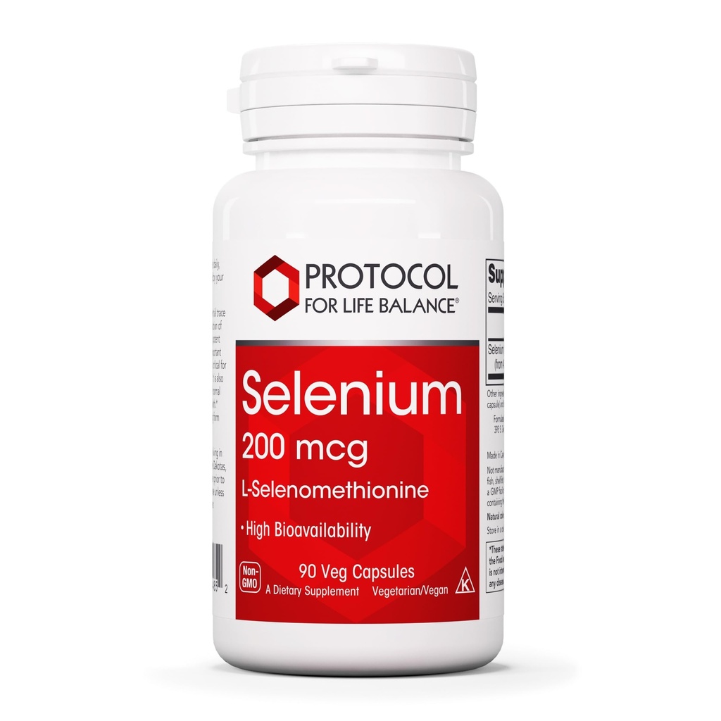 Protocole Sélénium 200mcg - Soutien immunitaire, Thyroïde et Santé de la prostate* - Suppléments de sélénium - Végétarien, Kosher et Halal - 90 Caps Vég.