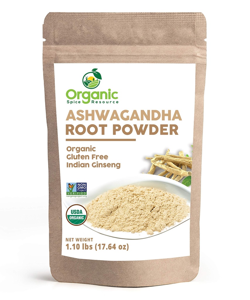 Bio Ashwagandha Wurzelpulver - 1,10 lbs (17,64 oz) | Wiederverschließbare Krafttasche,Non-GMO, indische Ginseng, Withania Somnifera -100% Raw aus Indien, von SHOPOSR