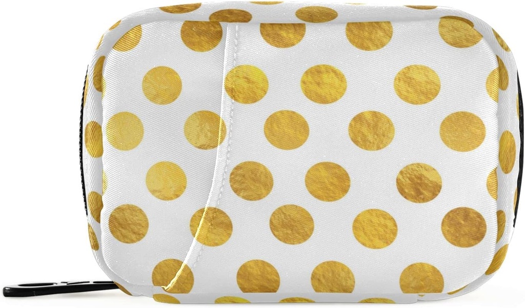 Naanle Gold White Polka Dot Pille Box 7 Tage Case Bag Reise Organizer mit Reißverschluss Portable Weekly Compact Größe für Vitamin Supplement Halter Ein Dots Golden 4.6 x 3.14 x 1.88 Zoll 0,12 Kilogramm