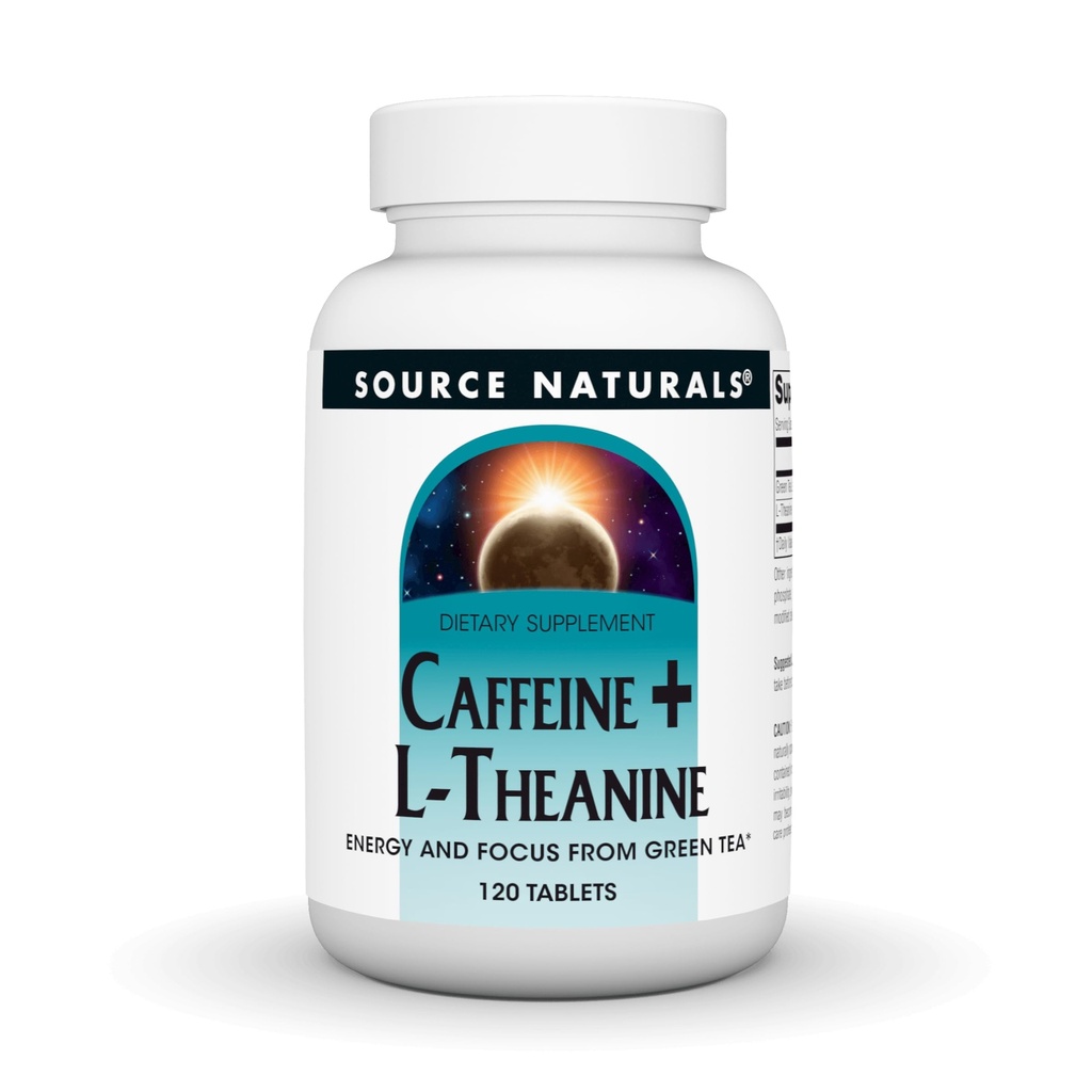 Source Naturals Caféine + L-Theanine, Energy and Focus Support from Green Tea* - 120 comprimés