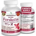 Ultra Pure Forskolin für Gewichtsmanagement Maximale Stärke | Coleus Forskohlii Root-Extrakt-Pulver, 40% Standardisierte schlanke Ergänzung für Männer & Frauen | Premium Extreme Boost Complex - 60 Kapseln
