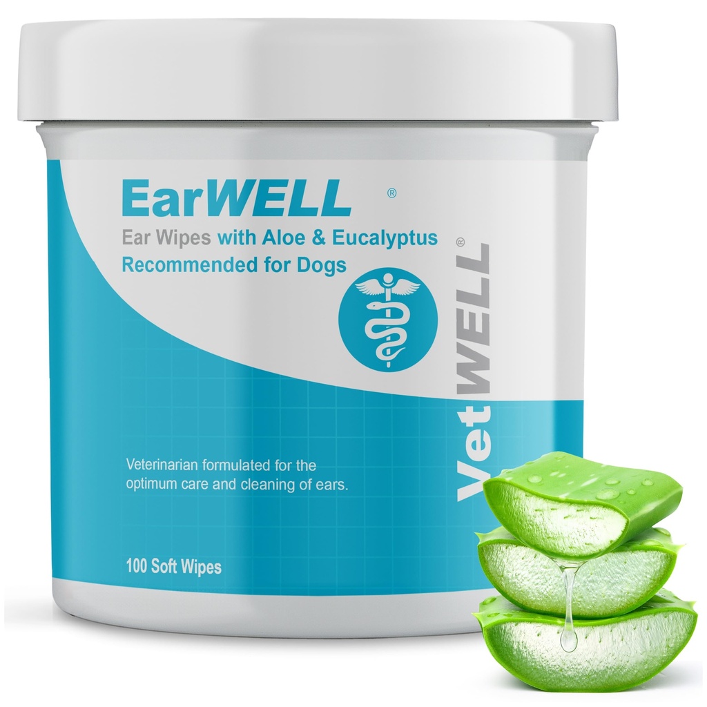 EarWELL von VetWELL Hundeohren - Otic Cleaning Wipes for Infections and Controlling Ear Odor in Pets - 100 Count