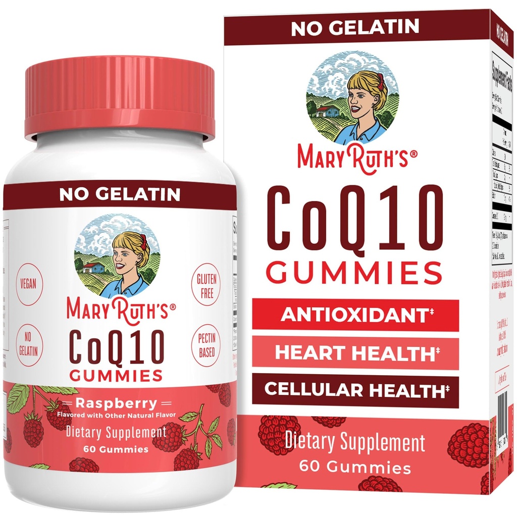 MaryRuth Organics CoQ10 Gummies (Coenzyme Q10) Suppléments pour la santé cardiaque et la santé cellulaire (Antioxydant) CoQ10 120 mg (Végétalien) Non-OGM (Sans gluten) 60 Compte (un mois)