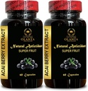 Extrait de baies d'ACAI - acai Berry Capsules de régime, baies d'açai Superfood, Vitamine Eau acai Blueberry, pilules de fruits d'acai Berry - 2 bouteilles 120 capsules