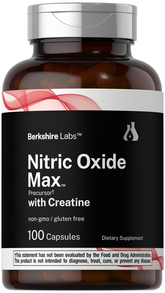 Horbäach Nitric Oxid Ergänzung mit Kreatin | 100 Kapseln | L Citrulline, L Arginin und Kreatin Monohydrate | Non-GMO, Gluten Free | Berkshire Labs