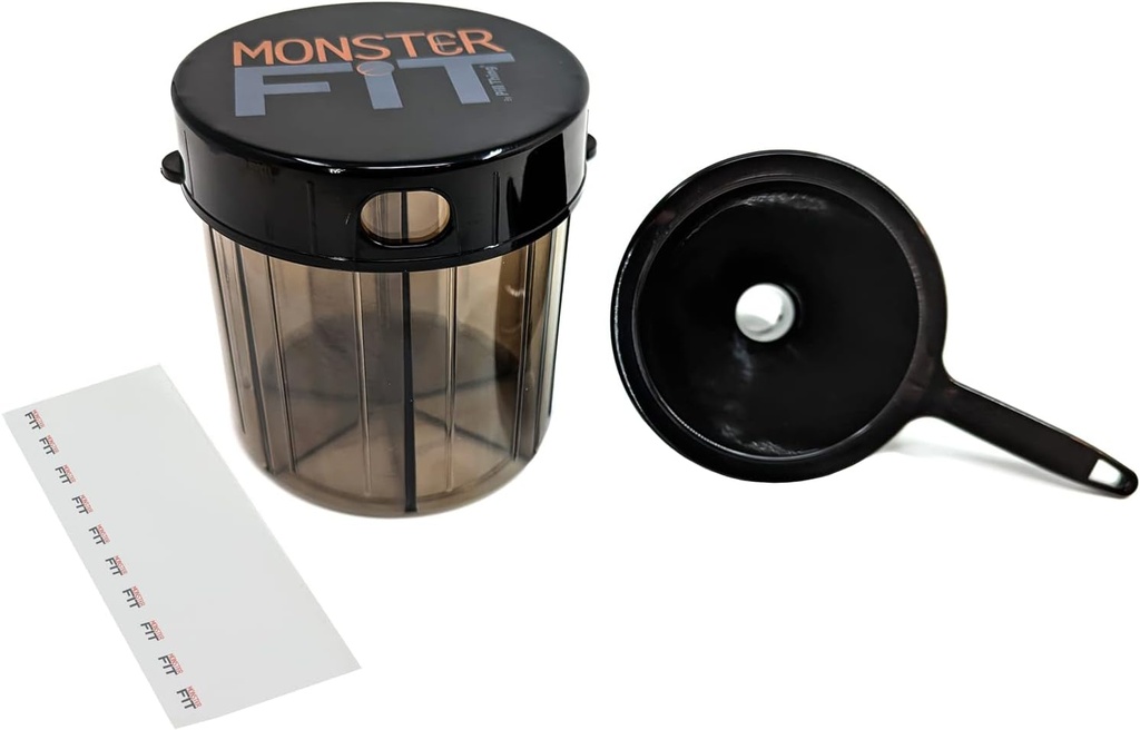 Monster Fit Ergänzung Medikamente Pillenspender mit Füllung Funnel und Labels, Extra große Säule Container Griffe Fast jede Ergänzung (Monster mit Funnel)