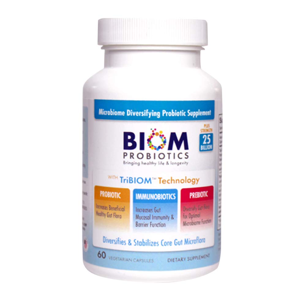 Biom Probiotics 3-in-1 Formel (Cold Shipped) mit- 25 Billion Flora Probiotics, Prebiotics und Immunobiotics für bessere Immununterstützung - Diversifiziert Gut Microflora und Microbiome - für Männer & Frauen