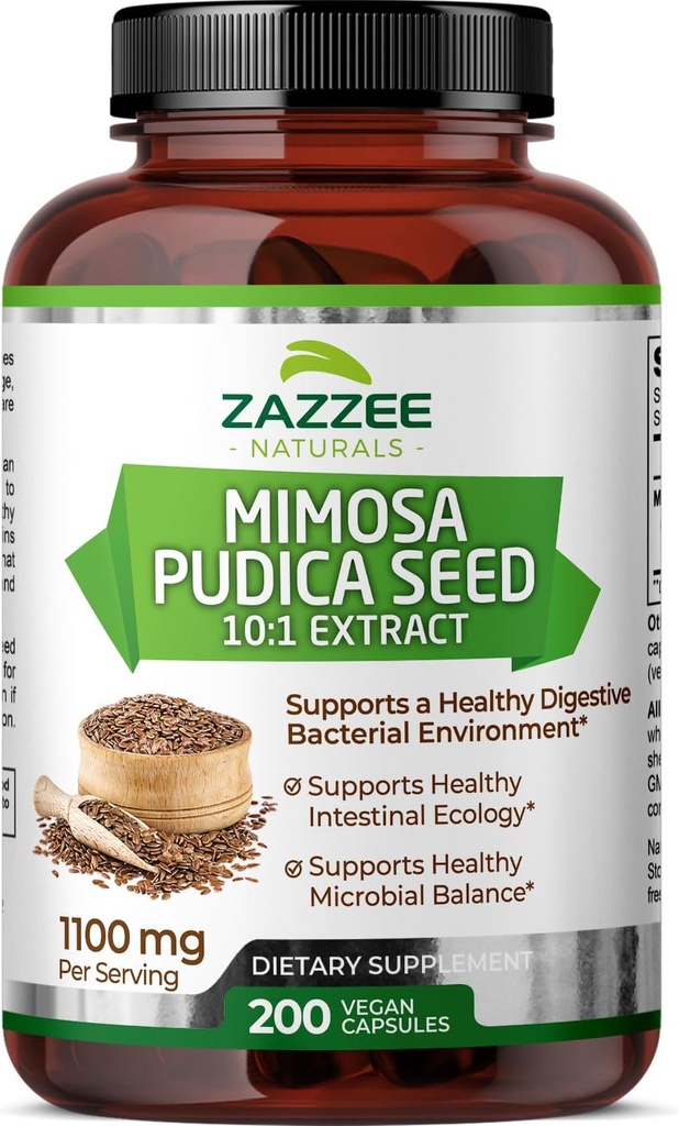 Zazzee Mimosa Pudica Seed 10:1 Extrakt, 200 Vegan Kapseln, 1100 mg, 3+ Monat Versorgung, Potent 10:1 Extrakt, Non-GMO und All-Natural