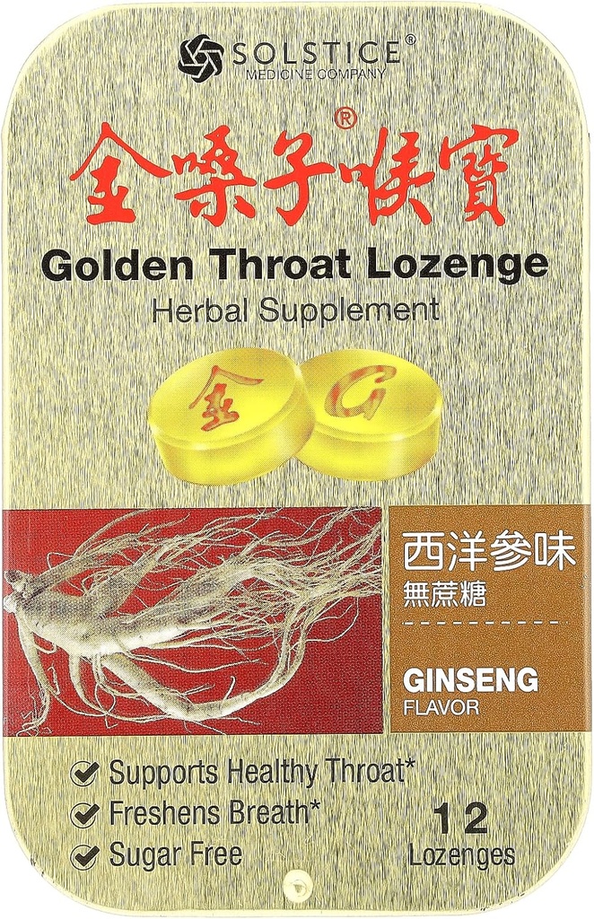 Solstice Medicine Company Gorge dorée Lozenge, Ginseng, 12 Lozenges