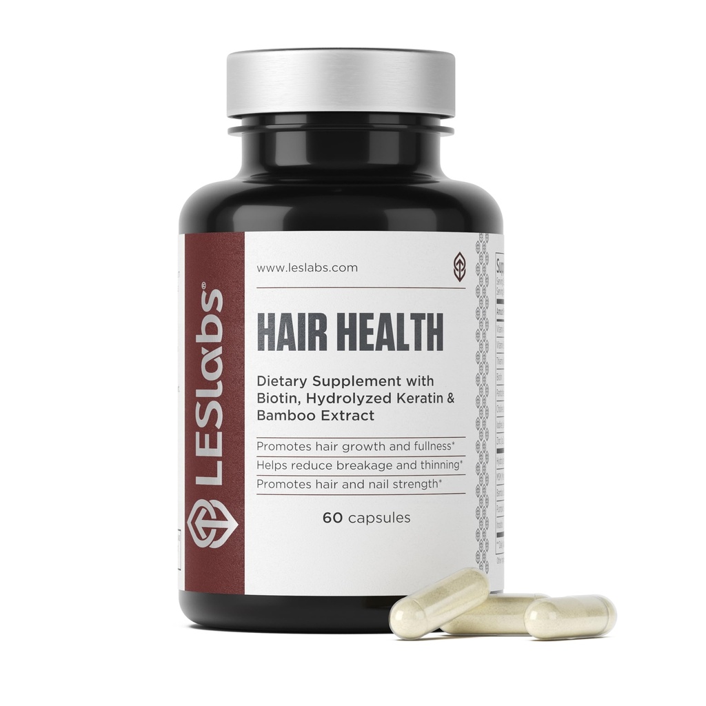 LES Labs Haargesundheit – Haarwachstum & Nägel Beilage, Verbesserte Dicke, Stärke & Vollständigkeit – Keratin, Biotin, Kürbis Seed & MSM – 60 Kapseln