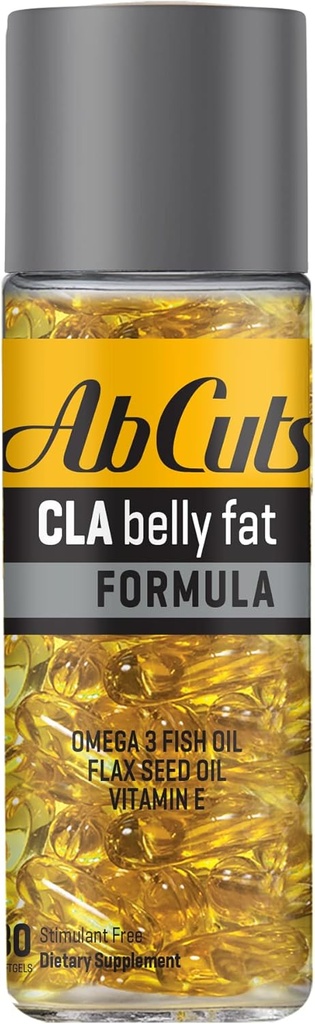 Ab Cuts CLA Belly Fat Formula - 80 Easy-to-Swallow Softgels - Omega 3 Fish Oil, Flaxseed Oil und Vitamin E - Hilft, Antioxidans Versorgung und gesunde Körperzusammensetzung zu erhöhen