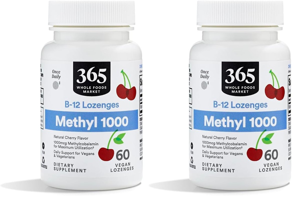 Marché des aliments entiers, méthyl B-12 Lozenges 1000mcg, goût de cerise, 60 ct (paquet de 2)