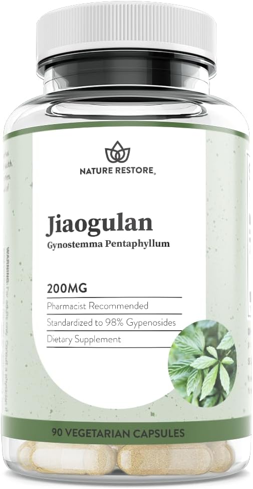 Jiaogulan Extract Supplement, Notre Gynostemma Pentaphyllum est standardisé à 98 pour cent Gypénosides, Activateur AMPK naturel, Non OGM, Sans gluten, 90 Gynostemma Capsules, Vegan