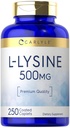 Carlyle L-Lysine 500 mg | 250 Caplet Kapseln | Aminosäure Ergänzung | Vegetarisch, Non-GMO & Gluten kostenlos