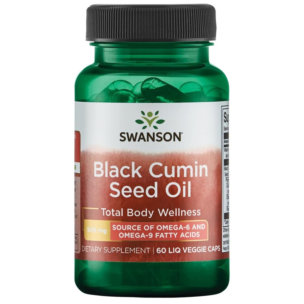 Huile de graines de cumin noir de Swanson 500 Milligrammes 60 Liq Vegcap