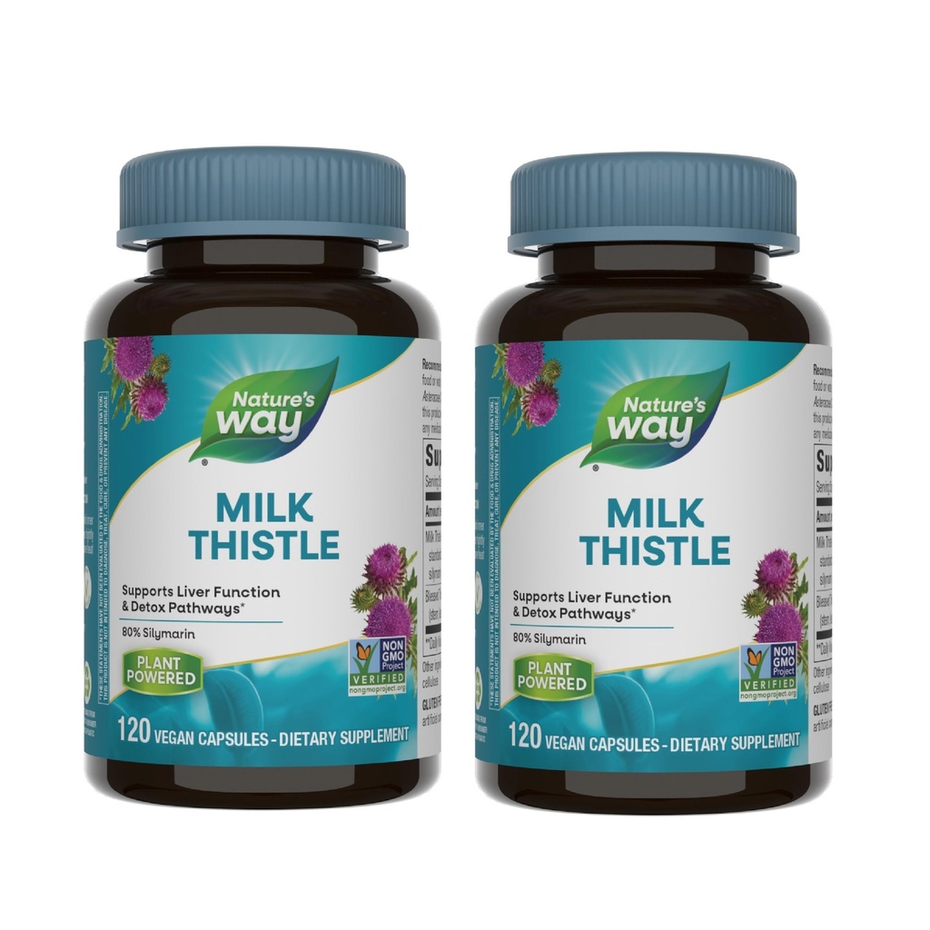 Nature's Way Milk Thistle, unterstützt Leberfunktion und Entgiftungswege*, 175 mg Milchdistel Seed Extract Standardisiert zu 80% Silymarin pro Servierung, 120 Kapseln (Packaging Mai Vary) - 2 Packung