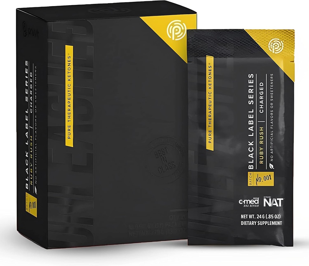Pruvit Keto//OS Black Label Series Ruby Rush- Charged Pure Therapeutic Ketones for Muscle Growth and Avoiding Muscle Breakdown - .84 OZ