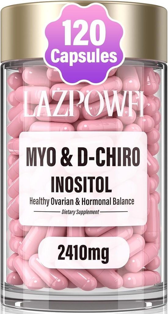 Supplément Inositol - Myo-Inositol et D-Chiro Inositol Plus Folate et vitamine D - Hydrate hormonal sain et soutien ovarien sain pour les femmes Idéal 40:1 Ratio-009