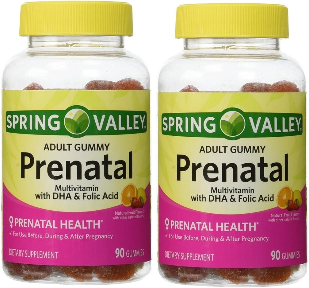 Spring Valley Adult Gummy Prenatal Multivitamin mit DHA & Folsäure (Pack mit 2) 180 Gummis Gesamt