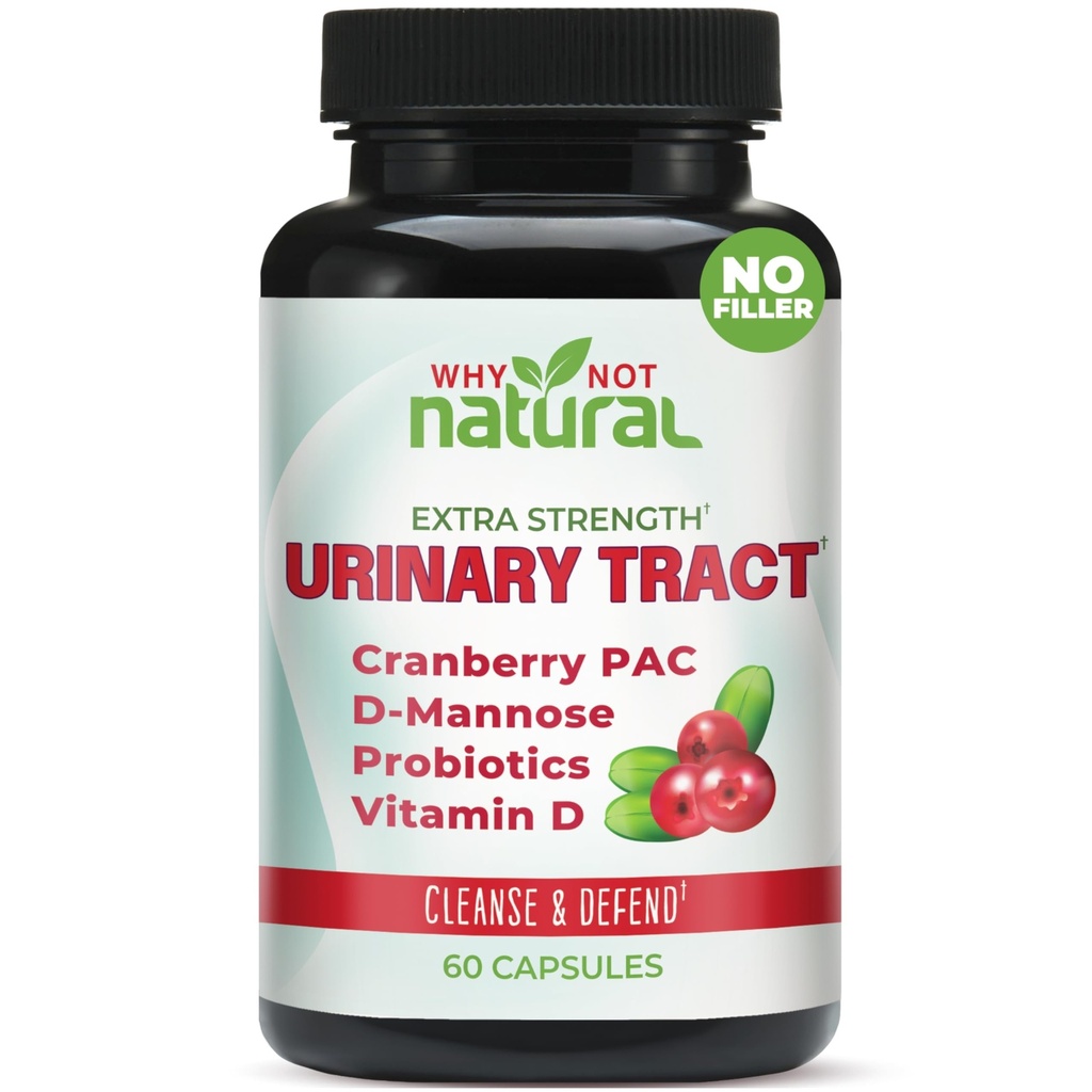 Why Not Natural 5-in-1 UTI Pills with D Mannose, Cranberry PAC Extract, Probiotics and Vitamin D - Urinary Health Formula for Women and Men
