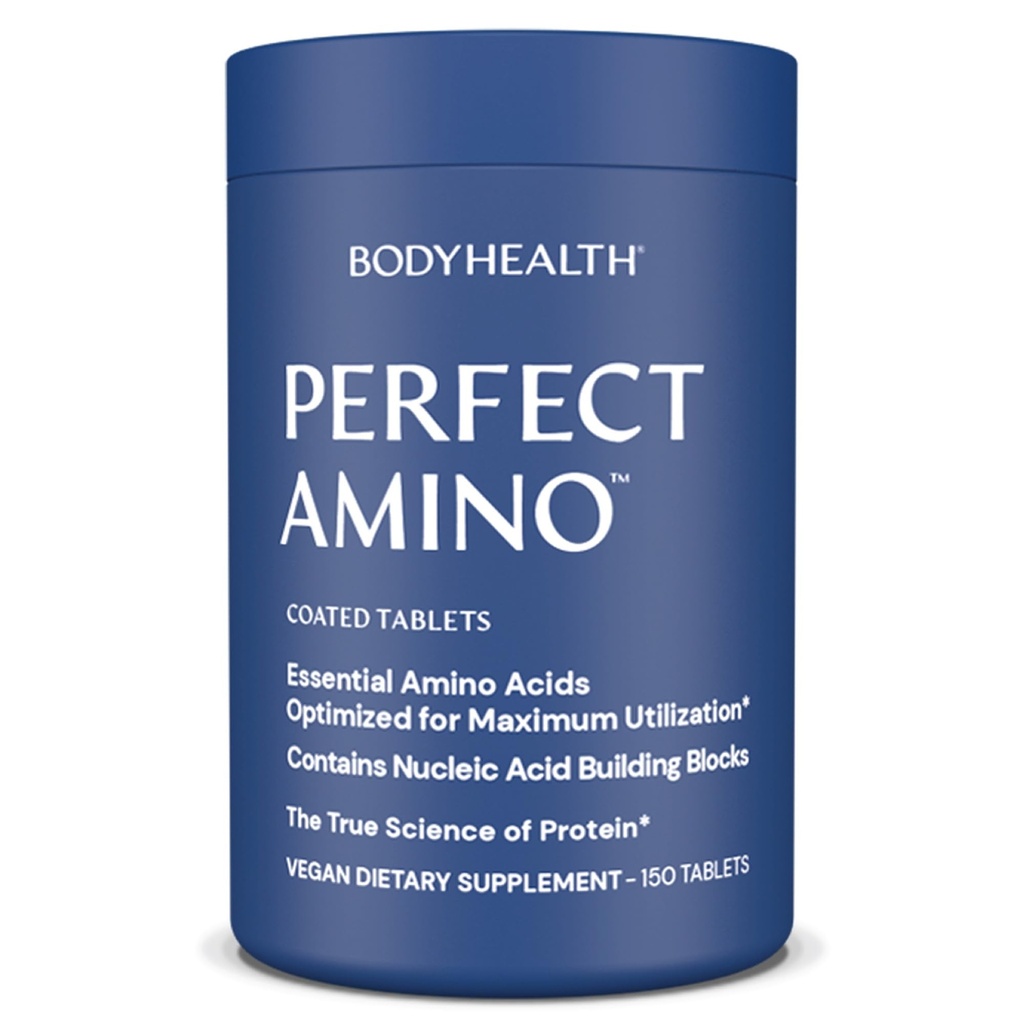 BodyHealth PerfectAmino (150 ct) Einfach zu schlucken Tabletten, essentielle Aminosäuren Ergänzung mit BCAAs, Vegan Protein für Pre/Post Workout & Muskel Erholung mit Lysin, Tryptophan, Leucine, Methionin