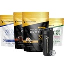 Transformation Vanilla & Chocolate Protein Powder | Super Greens Superfood Green Juice Powder | Grass-Fed Hydrolysed Collagen Peptides Powder | Transformation Performance Shaker BlenderBottle