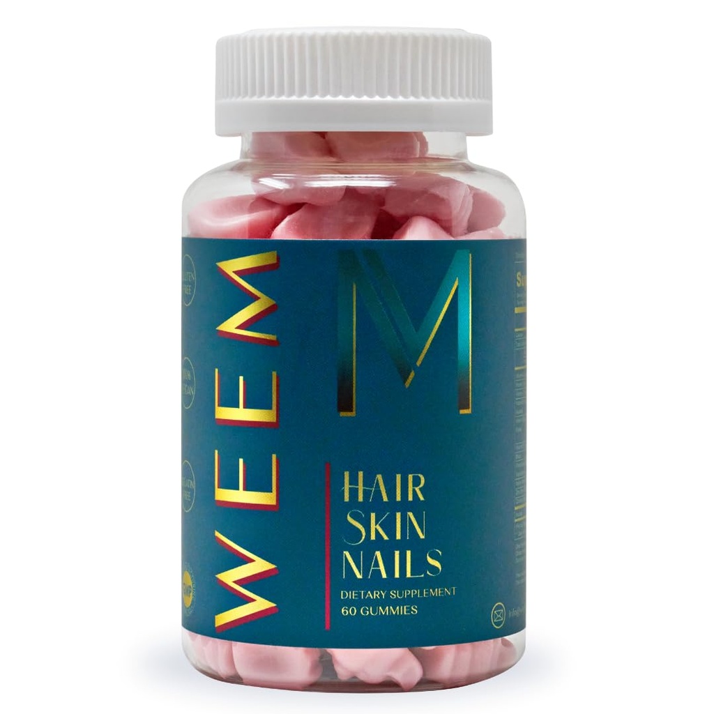 WEEM Peau et ongles Gommies - Supports Cheveux sains - Vitamines de biotine végétalienne pour les femmes et les hommes soutient la croissance des cheveux plus rapide, ongles plus forts, peau saine, force supplémentaire (1)
