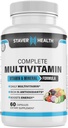 Capsules multivitamines complètes pour hommes et femmes - 60 comtes - 30 portions - 1 mois d'approvisionnement