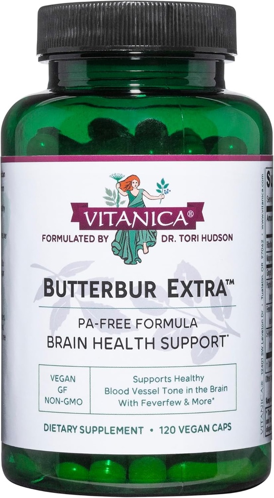 Vitanica, Butterbur Extra, Gehirnchemie und Gefäßunterstützung, Vegan, 120 Kapseln