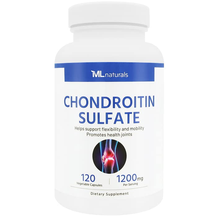 ML Naturals Chondroitin Sulfat 1200 mg, 120 Vegan Kapseln. 99% Reinheit Chondroitin für Flexibilität und Mobilität, NSF-zertifiziert & cGMP-Compliant