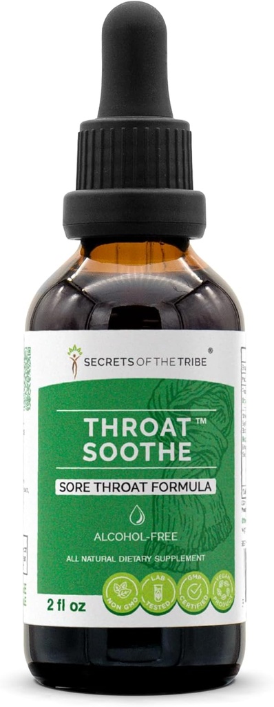 Throat Soothe Alcohol-Free Extrakt, hochkarätige Kräutertropfen, Tinktur aus Tinktur, Licorice, Slippery Elm, Marshmallow, Sage, Echinacea, Elderberry. Sore Throat Formel 2 Unze