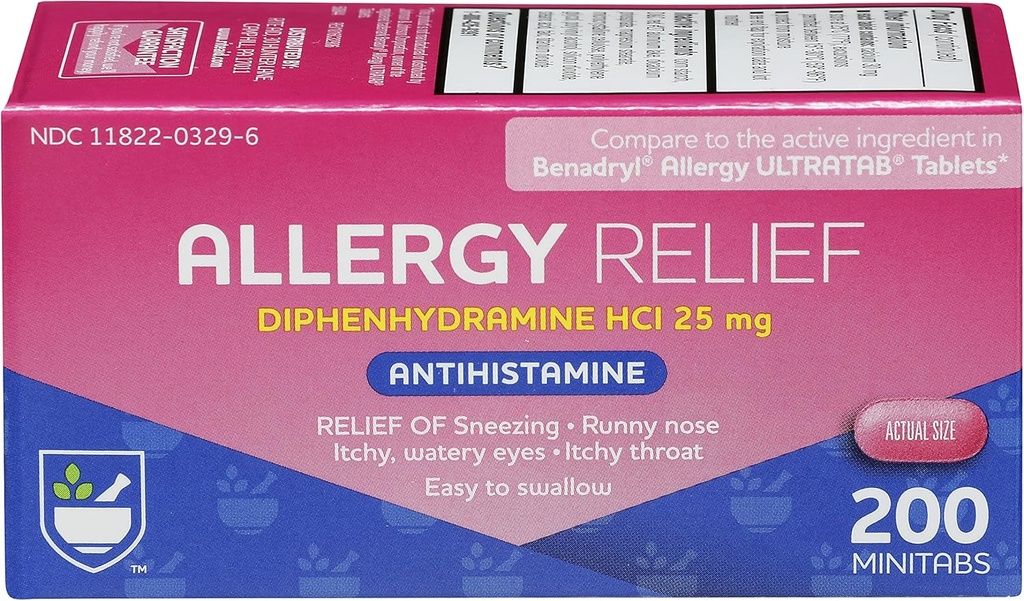 Rite Aid Antihistamin Allergy Relief mit Diphenhydramine | Allergie Medizin | Einfach zu schlucken Small Tablet Größe Allergy Relief | Common Cold & Respiratory Allergy Medication (200 Count)