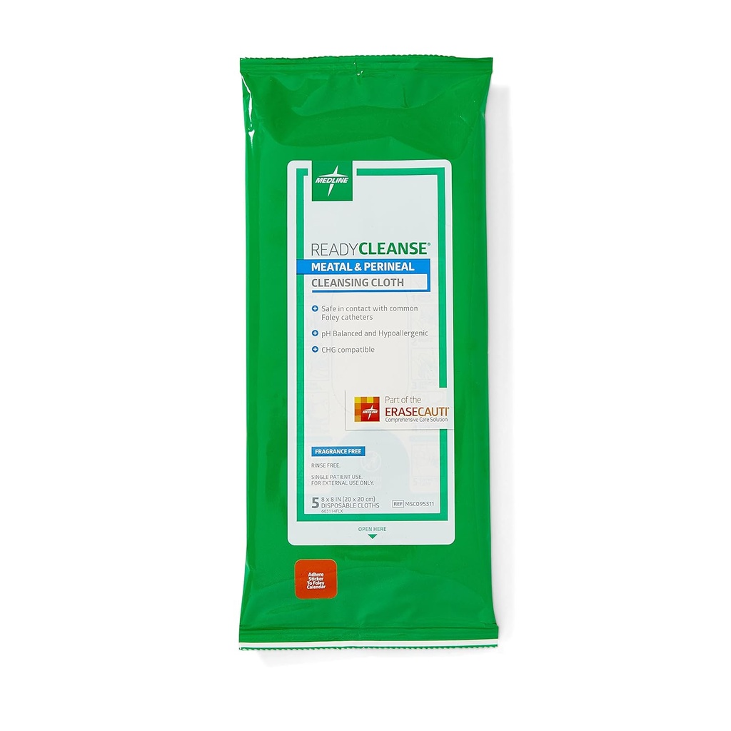 Medline Readycleanse Meatal und Perineal Reinigungsdecke, Duftfrei, Allergiker, 8" x 8", 5 Graf (Pack von 30)