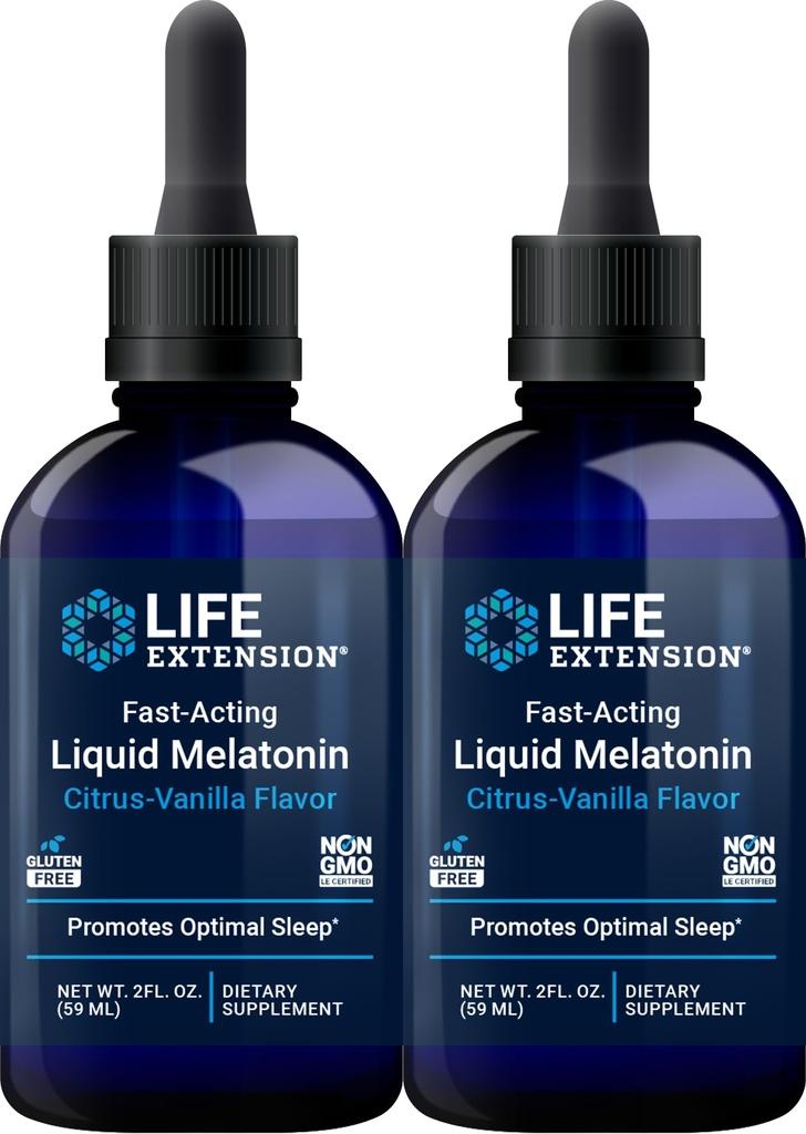 Mélatonine liquide à action rapide (Citrus-Vanilla), 2 onces fluides (paquet de 2)