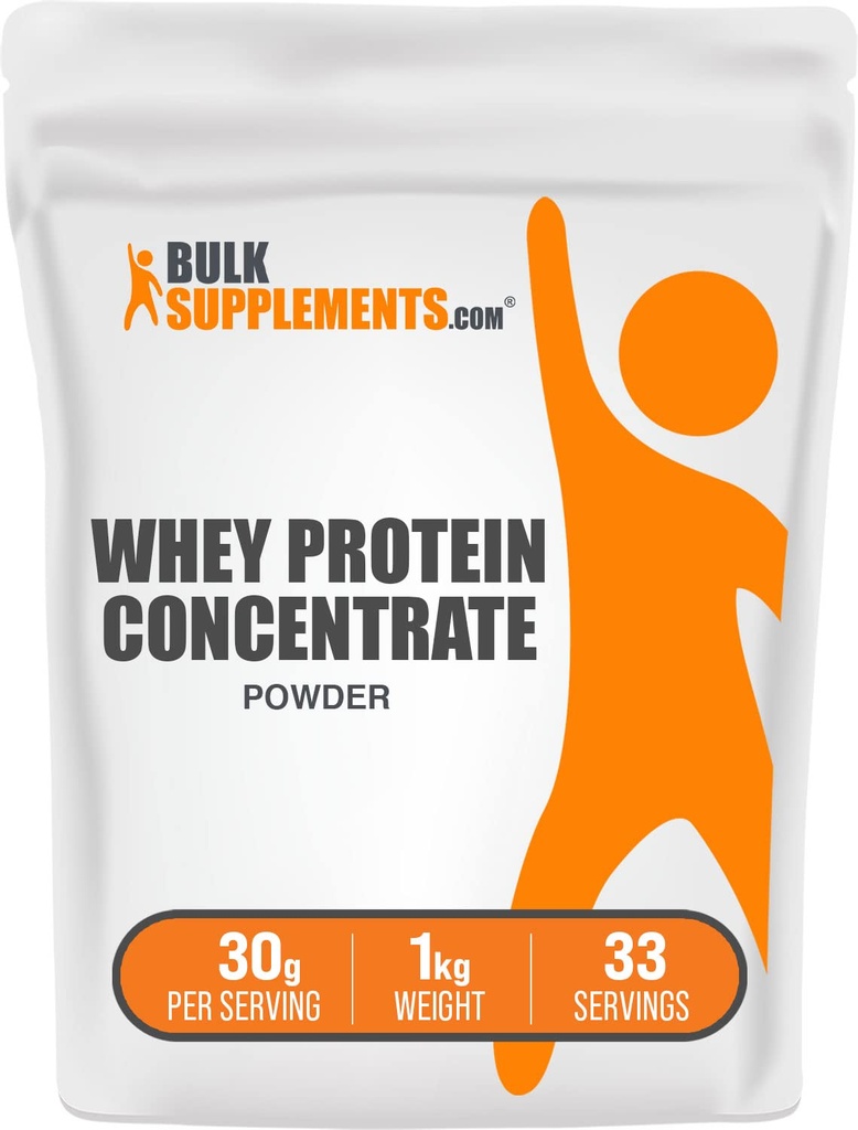BulkSupplements.com Whey Protein Konzentrat Pulver - Whey Protein Powder Supplement, Unsweetened, Unflavored & Glutenfrei, 30g pro Servierung, 1kg (2.2 lbs) (Pack von 1)