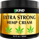 Crème de chanvre 5kind Extra Strong 10,1 fl oz - Force maximale - Crème d'articulation naturelle de soulagement - Rubule musculaire pour le bas du dos, les articulations, le cou, les genoux et les épaules
