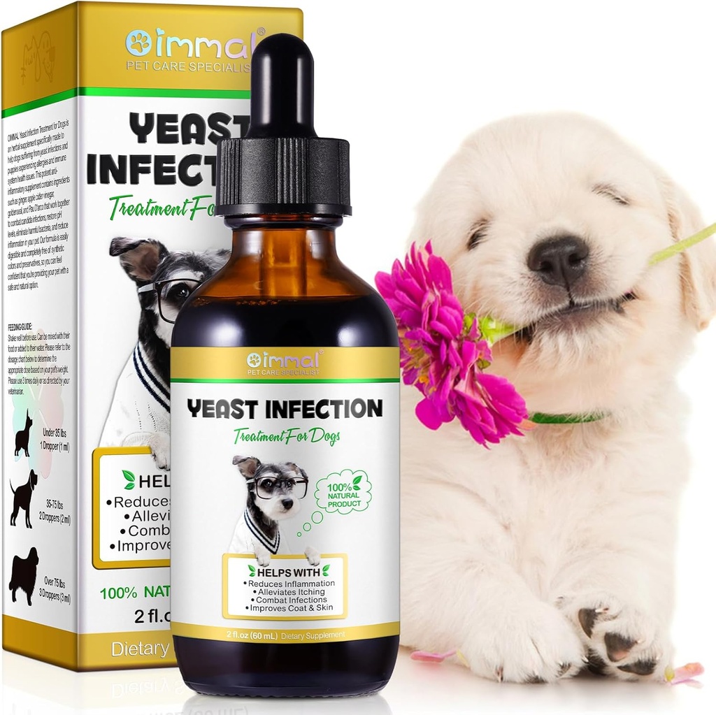 Hefe-Infektion Behandlung für Hunde, Hunde Ohr Infektion Behandlung unterstützt gesunde Itch-Relief, Entzündungsrelief, Allergie Relief &amp; Mehr 2 Unze