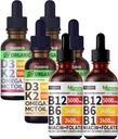 NUSAVA Vitamin B12 Flüssigkeitstropfen Bundle, Erdbeeren Flavored D3 K2, & Vanille Flavored D3 K2 - Potente flüssige Vitamine für Herz, Energie, Gehirn & Immununterstützung - Non-GMO, Gluten-Free, 2pk Jeder