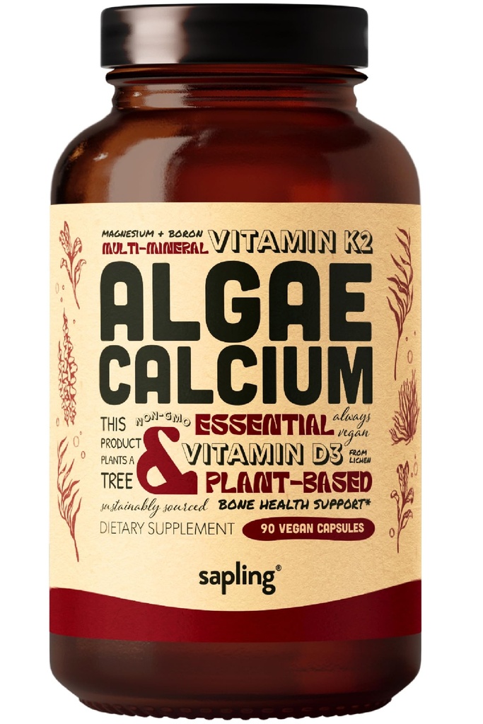 Kalziumergänzung - Ganzes Essen mit Vitamin K2 & D3, Magnesium, Zink, Boron, Mineral Complex. Quelle: Sustainable aus Red Algae. für Knochenstärke und Unterstützung. Non-GMO & Vegan 90 Kapseln.