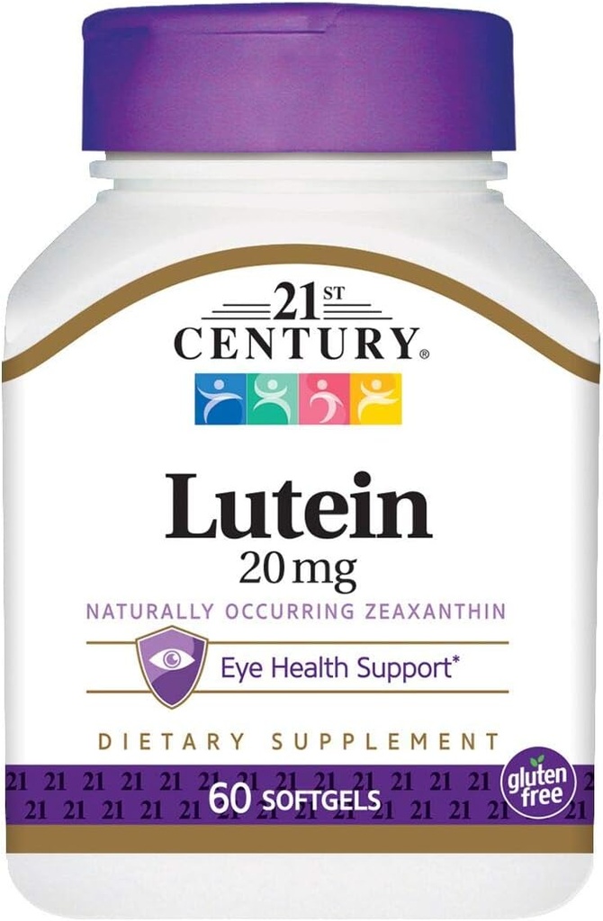 Lutéine du 21e siècle 20 mg Softgels - 60 ct, boîte de 3
