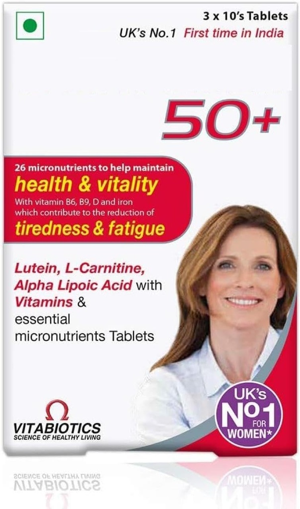 Femme 50+ multivitamines avec vitamines, fer, calcium, acides aminés, maintenir l'énergie, la vision et la santé cardiaque, végétarien 30 comprimés
