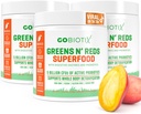 GOBIOTIX Super Greens and Reds Powder - Rote und grüne Superfood - Probiotische Beilage - Verdauungsenzyme und Rübenwurzelpulver - Bio Vollnahrung Nahrungsergänzungsmittel (Mango, 3 Pack)